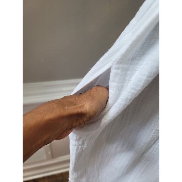 RD Style Button Down Dress Women Medium White Cotton Lightweight Casual - Picture 12 of 15